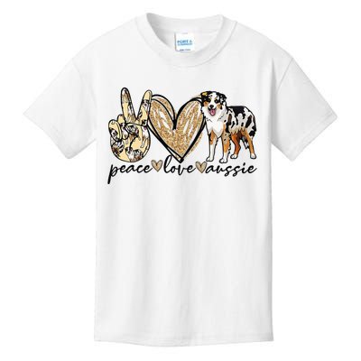 Peace Love Aussie Funny Aussie Mom Dog Mom Mother's Day Kids T-Shirt