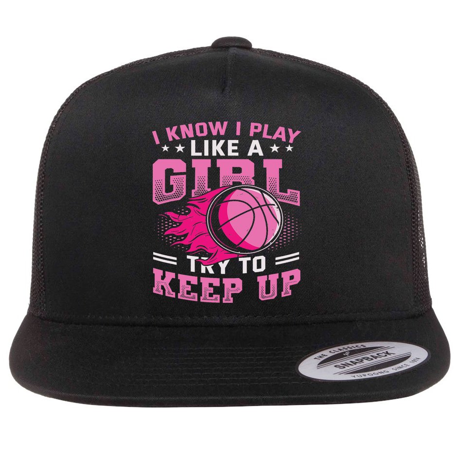 Play Like A Girl Basketball Flat Bill Trucker Hat