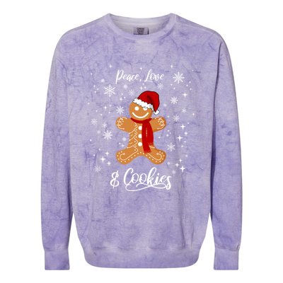 Peace Love And Cookies Santa Gingerbread Cookie Lover Great Gift Colorblast Crewneck Sweatshirt