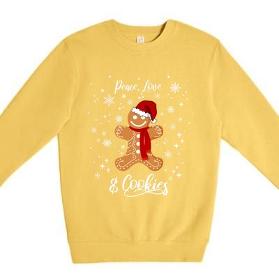 Peace Love And Cookies Santa Gingerbread Cookie Lover Great Gift Premium Crewneck Sweatshirt