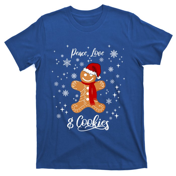 Peace Love And Cookies Santa Gingerbread Cookie Lover Great Gift T-Shirt