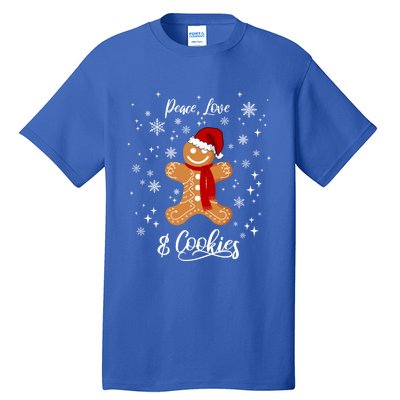 Peace Love And Cookies Santa Gingerbread Cookie Lover Great Gift Tall T-Shirt