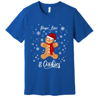 Peace Love And Cookies Santa Gingerbread Cookie Lover Great Gift Premium T-Shirt