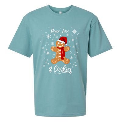 Peace Love And Cookies Santa Gingerbread Cookie Lover Great Gift Sueded Cloud Jersey T-Shirt