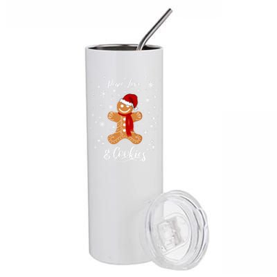 Peace Love And Cookies Santa Gingerbread Cookie Lover Great Gift Stainless Steel Tumbler