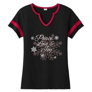 Peace Love And Joy Great Giftholiday Season Snowflake Themed Xgreat Giftmas Gift Ladies Halftime Notch Neck Tee