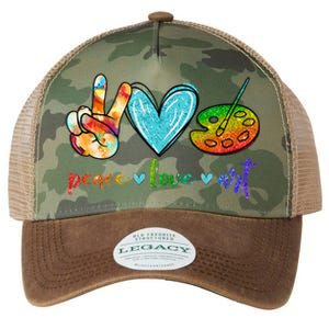 Peace Love Art Painting Palette Cute Art Teacher Gifts Legacy Tie Dye Trucker Hat