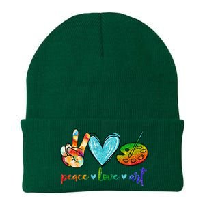 Peace Love Art Painting Palette Cute Art Teacher Gifts Knit Cap Winter Beanie