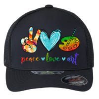 Peace Love Art Painting Palette Cute Art Teacher Gifts Flexfit Unipanel Trucker Cap