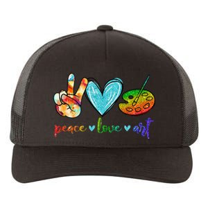 Peace Love Art Painting Palette Cute Art Teacher Gifts Yupoong Adult 5-Panel Trucker Hat