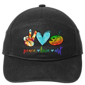 Peace Love Art Painting Palette Cute Art Teacher Gifts 7-Panel Snapback Hat