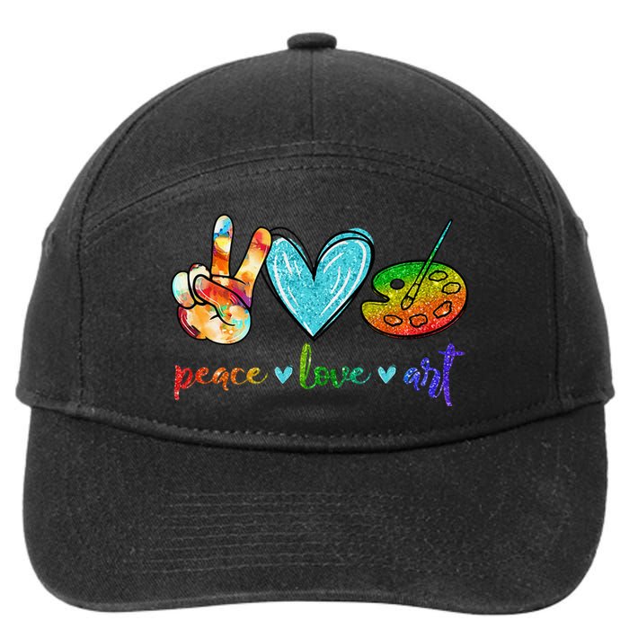 Peace Love Art Painting Palette Cute Art Teacher Gifts 7-Panel Snapback Hat