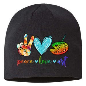 Peace Love Art Painting Palette Cute Art Teacher Gifts Sustainable Beanie