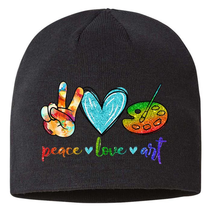 Peace Love Art Painting Palette Cute Art Teacher Gifts Sustainable Beanie