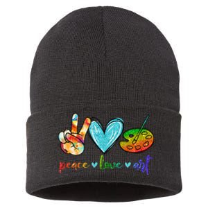 Peace Love Art Painting Palette Cute Art Teacher Gifts Sustainable Knit Beanie