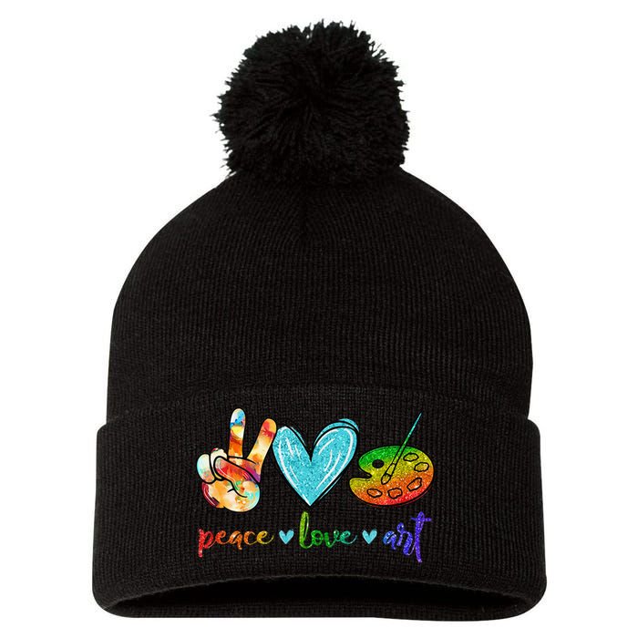 Peace Love Art Painting Palette Cute Art Teacher Gifts Pom Pom 12in Knit Beanie