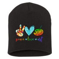 Peace Love Art Painting Palette Cute Art Teacher Gifts Short Acrylic Beanie