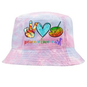 Peace Love Art Painting Palette Cute Art Teacher Gifts Tie-Dyed Bucket Hat