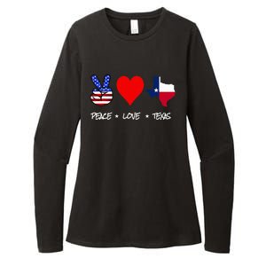 Peace Love And Texas With American Flag Fourth Of July Texas Womens CVC Long Sleeve Shirt