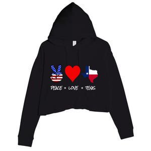 Peace Love And Texas With American Flag Fourth Of July Texas Crop Fleece Hoodie