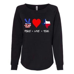 Peace Love And Texas With American Flag Fourth Of July Texas Womens California Wash Sweatshirt