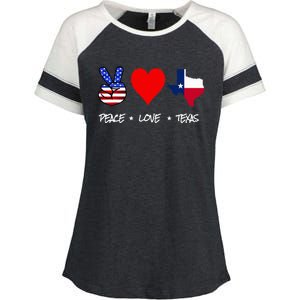 Peace Love And Texas With American Flag Fourth Of July Texas Enza Ladies Jersey Colorblock Tee