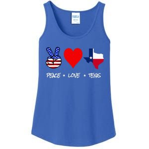 Peace Love And Texas With American Flag Fourth Of July Texas Ladies Essential Tank