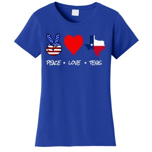 Peace Love And Texas With American Flag Fourth Of July Texas Women's T-Shirt