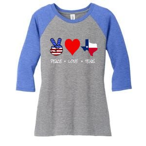 Peace Love And Texas With American Flag Fourth Of July Texas Women's Tri-Blend 3/4-Sleeve Raglan Shirt