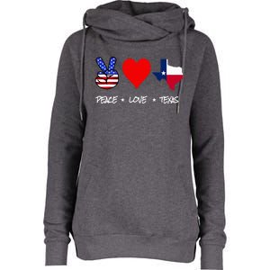 Peace Love And Texas With American Flag Fourth Of July Texas Womens Funnel Neck Pullover Hood