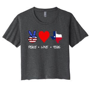 Peace Love And Texas With American Flag Fourth Of July Texas Women's Crop Top Tee