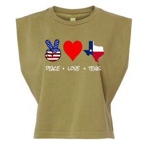 Peace Love And Texas With American Flag Fourth Of July Texas Garment-Dyed Women's Muscle Tee