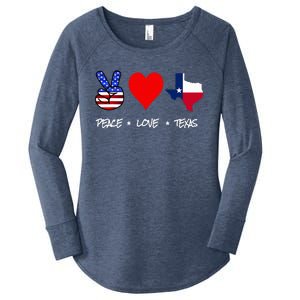 Peace Love And Texas With American Flag Fourth Of July Texas Women's Perfect Tri Tunic Long Sleeve Shirt