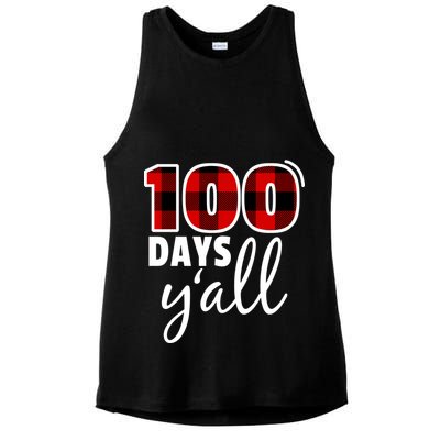 Plaid 100 Days Y'all Funny 100th Day Of School Ladies PosiCharge Tri-Blend Wicking Tank