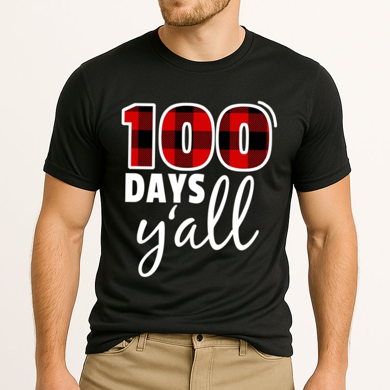 Plaid 100 Days Y'all Funny 100th Day Of School Performance Shirt