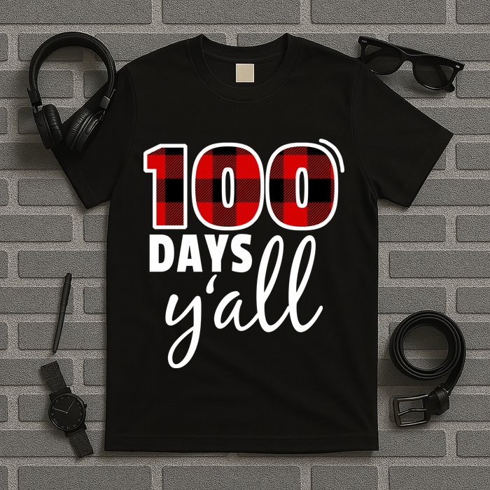 Plaid 100 Days Y'all Funny 100th Day Of School T-Shirt