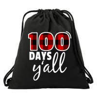 Plaid 100 Days Y'all Funny 100th Day Of School Drawstring Bag