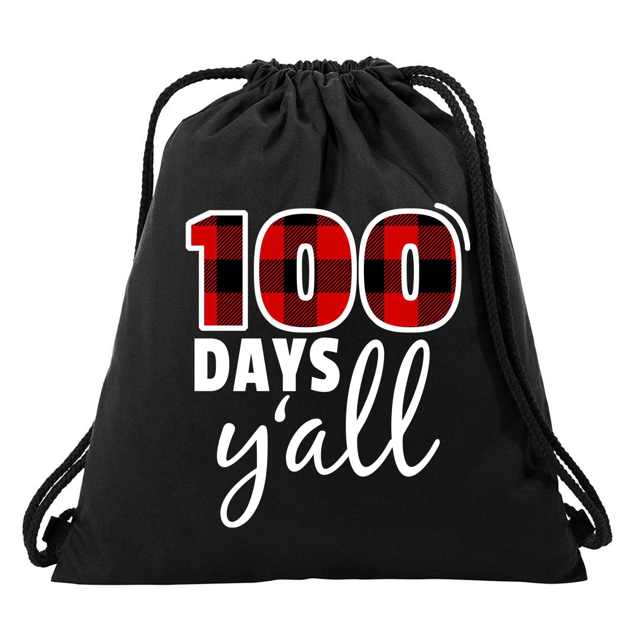 Plaid 100 Days Y'all Funny 100th Day Of School Drawstring Bag