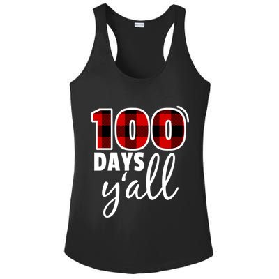Plaid 100 Days Y'all Funny 100th Day Of School Ladies PosiCharge Competitor Racerback Tank