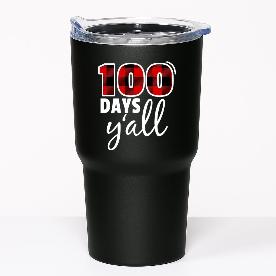 Plaid 100 Days Y'all Funny 100th Day Of School Tumbler