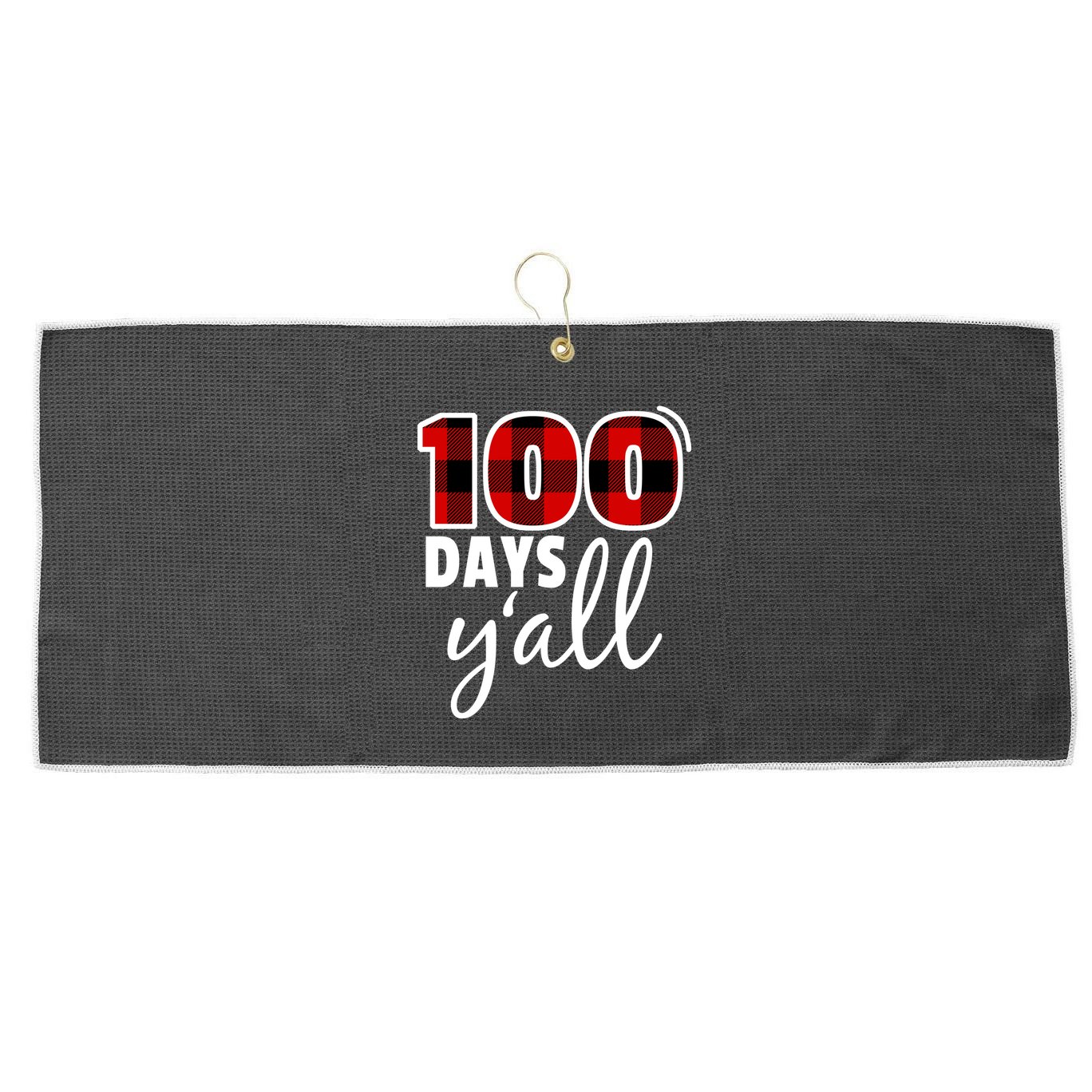 Plaid 100 Days Y'all Funny 100th Day Of School Large Microfiber Waffle Golf Towel