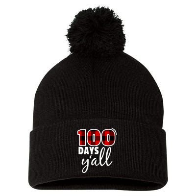 Plaid 100 Days Y'all Funny 100th Day Of School Pom Pom 12in Knit Beanie