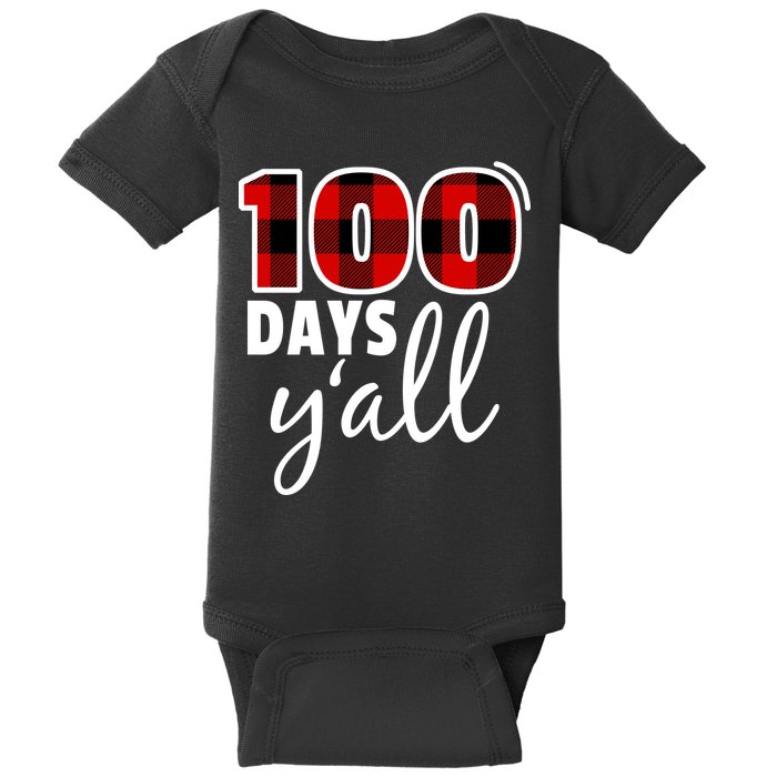 Plaid 100 Days Y'all Funny 100th Day Of School Baby Bodysuit