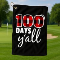 Plaid 100 Days Y'all Funny 100th Day Of School Golf Towel