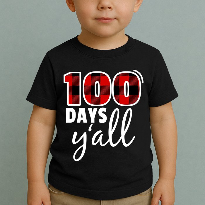 Plaid 100 Days Y'all Funny 100th Day Of School Toddler T-Shirt