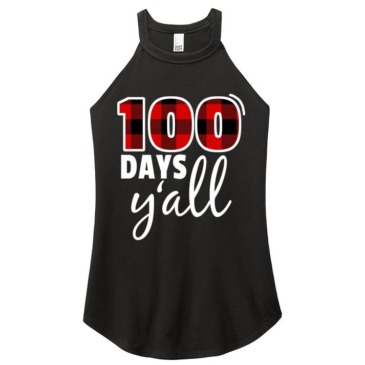 Plaid 100 Days Y'all Funny 100th Day Of School Women's Perfect Tri Rocker Tank