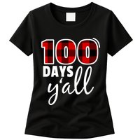 Plaid 100 Days Y'all Funny 100th Day Of School Womens T-Shirt