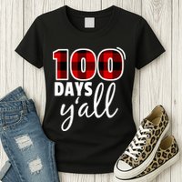 Plaid 100 Days Y'all Funny 100th Day Of School Womens T-Shirt