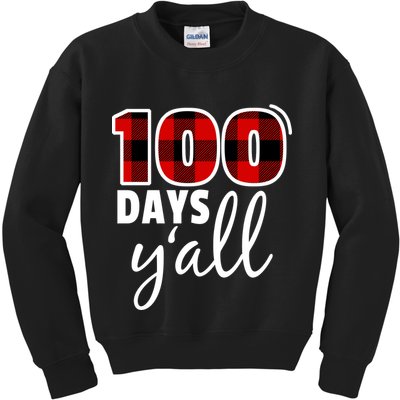 Plaid 100 Days Y'all Funny 100th Day Of School Kids Sweatshirt