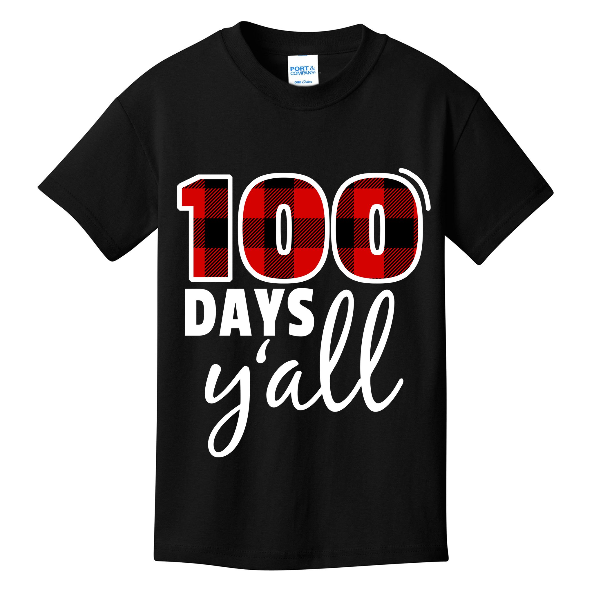 Plaid 100 Days Y'all Funny 100th Day Of School Kids T-Shirt